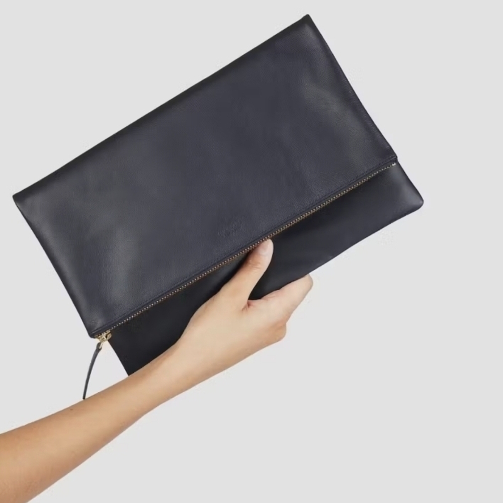 Elegant Black Everlane Foldover Pouch